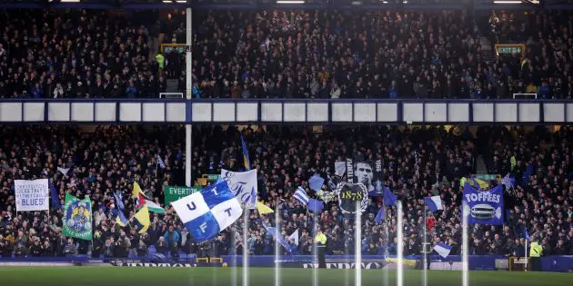Everton fans with some 'Kopite behaviour' before a game at Goodison Park
