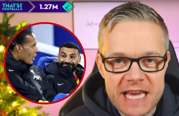 Mark Goldbridge and Liverpool footballers Virgil van Dijk and Mo Salah.