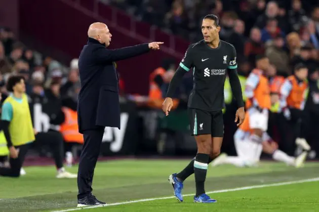Arne Slot has praised the 'positive energy' that Virgil van Dijk brings to Liverpool