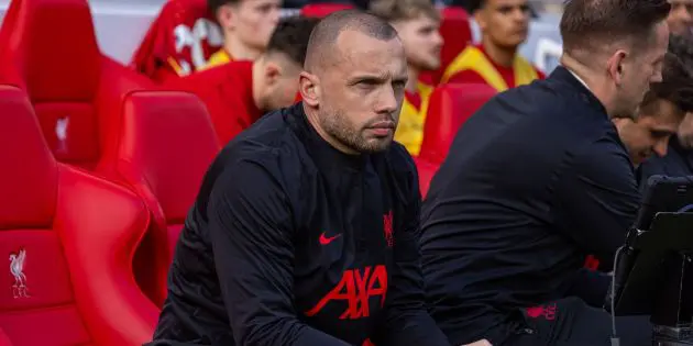 John Heitinga coaches Liverpool at Anfield
