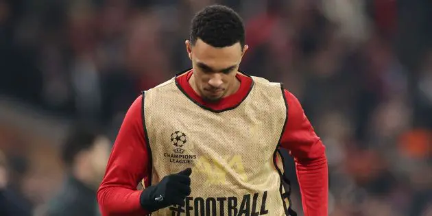 Trent Alexander-Arnold warms up against Lille