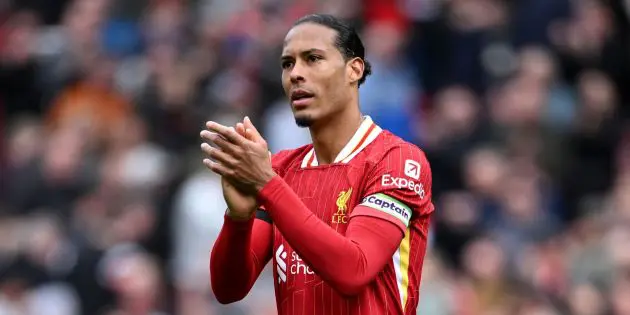 Virgil van Dijk as captain clapping the Liverpool fans