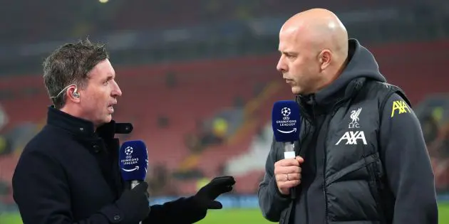 Robbie Fowler with Arne Slot at Anfield