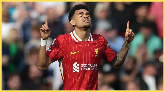 Luis Diaz playing for Liverpool
