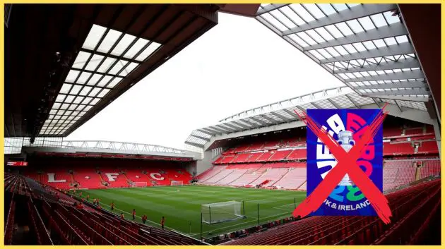 Anfield was ruled out as one of the host venues for Euro 2028