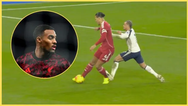 Ryan Gravenberch high-fived Xavi Simons after the Spurs forward's red card against Liverpool