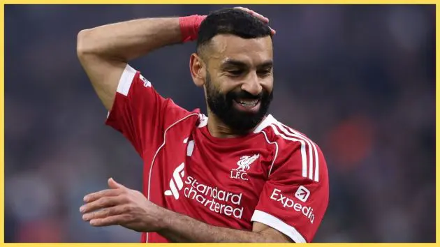 Mo Salah reacts after missing a chance against Marseille