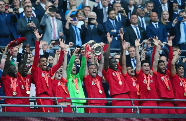 Liverpool celebrate winning the FA Cup in 2022