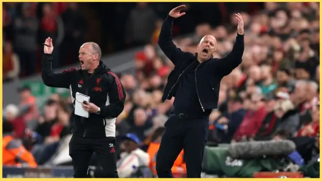 Arne Slot was enraged during the first half of Liverpool's match against Galatasaray