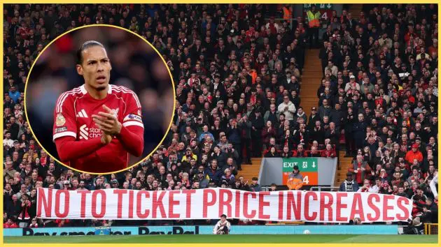 Virgil van Dijk has supported Liverpool fans' protest against increased ticket prices