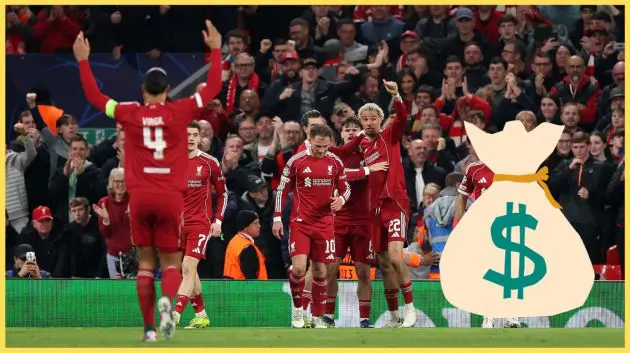 Liverpool earned £95.3m in prize money from the 2025/26 Champions League