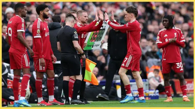 Alexis Mac Allister comes on to replace Florian Wirtz