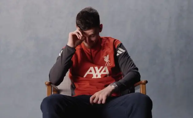 Andy Robertson fought back tears when reading messages from his wife and children