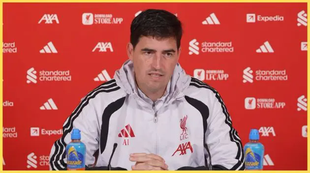 Andoni Iraola speaks to the media ahead of Liverpool's match against Nottingham Forest