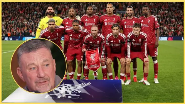 Liverpool players pose for a team photo, with John Aldridge inset