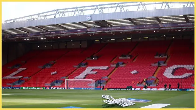 A picture of the Kop at Anfield before a Champions League fixture