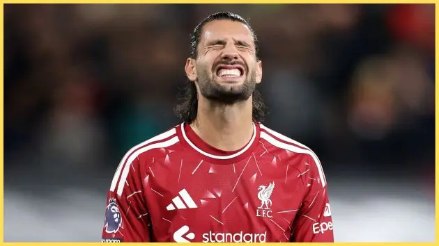 Dominik Szoboszlai grimaces during a Liverpool match